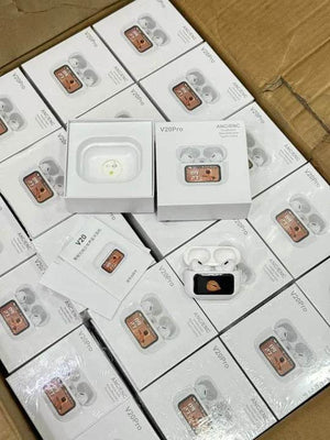 V20 Airpods Wireless Earbuds 32H Playtime Bluetooth 5.4 ANC+ENC Noise Cancelling - Stile Gadget