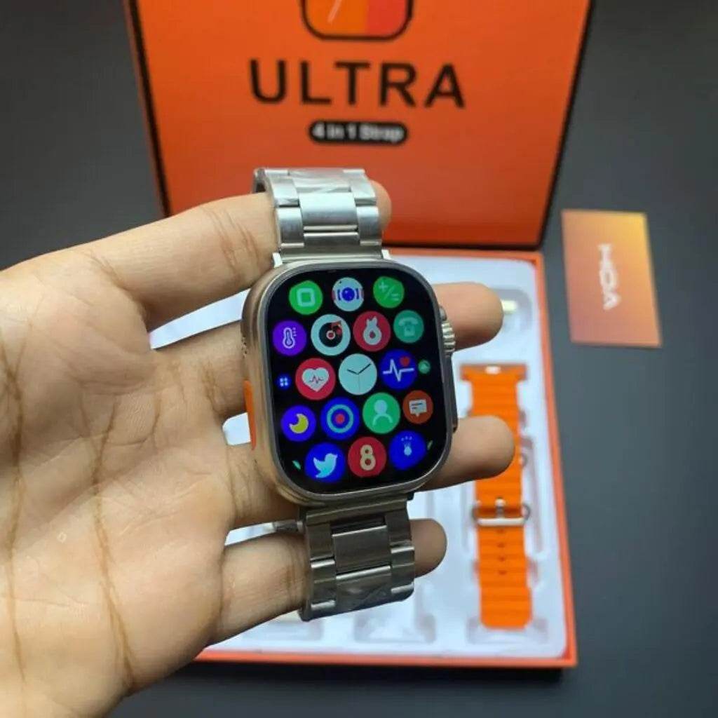 Ultra 7 IN 1 Smartwatch 2.1 Inch Full HD Screen Series 8 Wireless Charging with 7 Straps - Stile Gadget