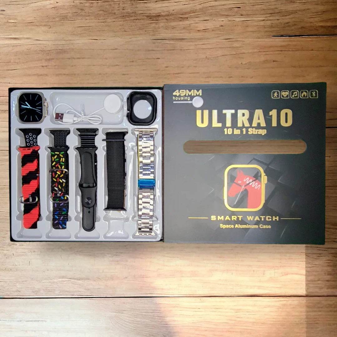Latest Ultra 10 Smartwatch Series 8 - 10-in-1 with 2.0" HD Screen & 10 Straps - Stile Gadget