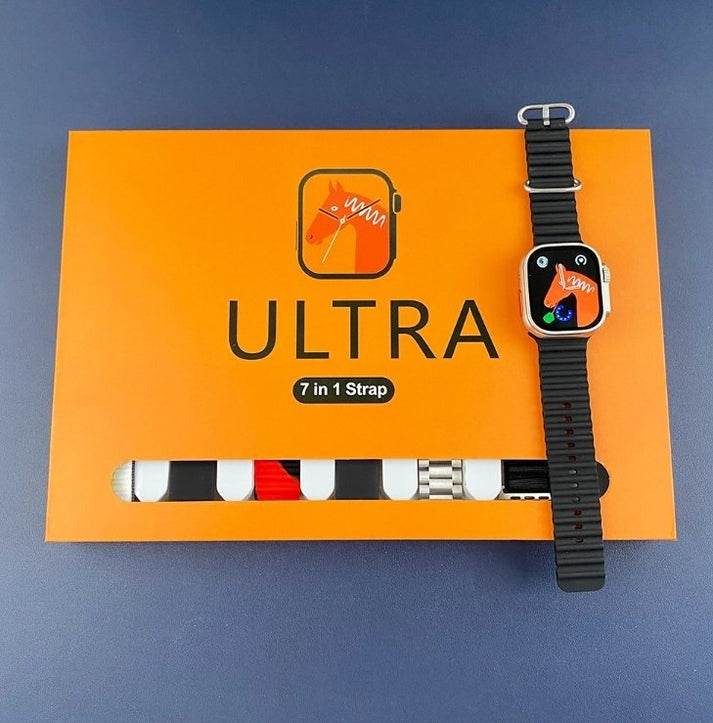 Ultra 7 IN 1 Smartwatch 2.1 Inch Full HD Screen Series 8 Wireless Charging with 7 Straps - Stile Gadget